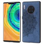 For Huawei Mate 30 Pro  Embossed Mandala Pattern PC + TPU + Fabric Phone Case with Lanyard & Magnetic(Blue)