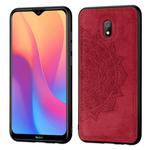 For Xiaomi Redmi 8A  Embossed Mandala Pattern PC + TPU + Fabric Phone Case with Lanyard & Magnetic(Red)