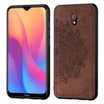 For Xiaomi Redmi 8A  Embossed Mandala Pattern PC + TPU + Fabric Phone Case with Lanyard & Magnetic(Brown)