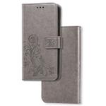 For Xiaomi 9 Pro   Lucky Clover Pressed Flowers Pattern Leather Case with Holder & Card Slots & Wallet & Hand Strap(Gray)