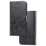 For OnePlus 7T   Lucky Clover Pressed Flowers Pattern Leather Case with Holder & Card Slots & Wallet & Hand Strap(Black)