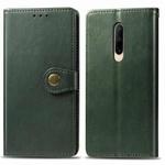 For OnePlus 7 Pro  Retro Solid Color Leather Buckle Mobile Phone Protection Leather Case with Photo Frame & Card Slot & Wallet & Bracket Function(Green)