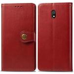 For Xiaomi Redmi 8A  Retro Solid Color Leather Buckle Mobile Phone Protection Leather Case with Photo Frame & Card Slot & Wallet & Bracket Function(Red)