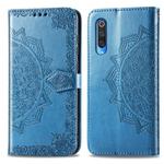 For Xiaomi 9 Pro  Halfway Mandala Embossing Pattern Horizontal Flip Leather Case with Holder & Card Slots & Wallet & Photo Frame & Lanyard(Blue)