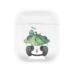 For Apple AirPods 1 / 2 Fashion Transparent Silicone TPU Bluetooth Earphone Protective Case(Lotus Leaf Panda)