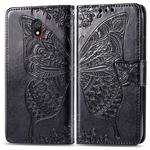 For Xiaomi Redmi 8A   Butterfly Love Flower Embossed Horizontal Flip Leather Case with Bracket Lanyard Card Slot Wallet(Black)