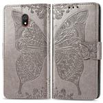 For Xiaomi Redmi 8A   Butterfly Love Flower Embossed Horizontal Flip Leather Case with Bracket Lanyard Card Slot Wallet(Gray)