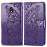 For Xiaomi Redmi 8A   Butterfly Love Flower Embossed Horizontal Flip Leather Case with Bracket Lanyard Card Slot Wallet(Dark Purple)