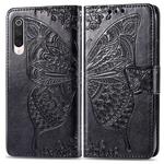 For Xiaomi 9 Pro   Butterfly Love Flower Embossed Horizontal Flip Leather Case with Bracket Lanyard Card Slot Wallet(Black)