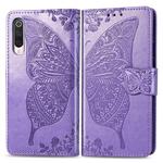 For Xiaomi 9 Pro   Butterfly Love Flower Embossed Horizontal Flip Leather Case with Bracket Lanyard Card Slot Wallet(Light Purple)