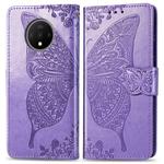 For One Plus 7T  Butterfly Love Flower Embossed Horizontal Flip Leather Case with Bracket Lanyard Card Slot Wallet(Lighe Purple)