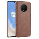 For OnePlus 7T  Shockproof Crocodile Texture PC + PU Case(Brown)
