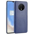 For OnePlus 7T  Shockproof Crocodile Texture PC + PU Case(Blue)