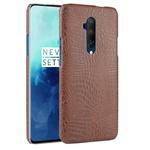 For OnePlus 7T Pro  Shockproof Crocodile Texture PC + PU Case(Brown)