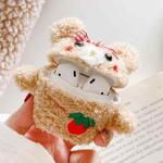 For Apple AirPods 1/2 Gen General Purpose Plush Bowknot Embroidered Baby Bear Bluetooth Headphone Protective Case