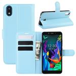 For LG K20 (2019)   Litchi Texture Horizontal Flip Leather Case with Wallet & Holder & Card Slots(Blue)