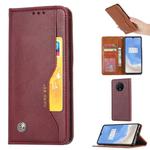 For OnePlus 7T Knead Skin Texture Horizontal Flip Leather Case with Photo Frame & Holder & Card Slots & Wallet(Wine Red)