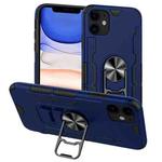 For iPhone 11 Bear Case Style TPU + PC + Metal Rotating Support 3-in-1 Fall Proof Protective Shell(Deep Blue)