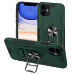 For iPhone 11 Bear Case Style TPU + PC + Metal Rotating Support 3-in-1 Fall Proof Protective Shell(Olive Color)