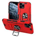 For iPhone 11 Pro Bear Case Style TPU + PC + Metal Rotating Support 3-in-1 Fall Proof Protective Shell(Red)