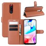 For Xiaomi Redmi 8 Litchi Texture Horizontal Flip Leather Case with Wallet & Holder & Card Slots(Brown)