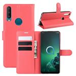 For Alcatel 3x (2019) Litchi Texture Horizontal Flip Leather Case with Wallet & Holder & Card Slots(Red)