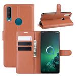 For Alcatel 3x (2019) Litchi Texture Horizontal Flip Leather Case with Wallet & Holder & Card Slots(Brown)