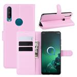For Alcatel 3x (2019) Litchi Texture Horizontal Flip Leather Case with Wallet & Holder & Card Slots(Pink)