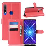 For Huawei Honor 9X Fingerprint Version Litchi Texture Horizontal Flip Leather Case with Wallet & Holder & Card Slots(Red)