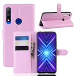 For Huawei Honor 9X Fingerprint Version Litchi Texture Horizontal Flip Leather Case with Wallet & Holder & Card Slots(Pink)