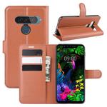 For LG G8S ThinQ Litchi Texture Horizontal Flip Leather Case with Wallet & Holder & Card Slots(Brown)