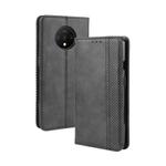 For OnePlus 7T Pro  Magnetic Buckle Retro Crazy Horse Texture Horizontal Flip Leather Case with Holder & Card Slots & Photo Frame(Black)