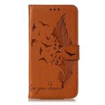 For Xiaomi Redmi 8    Litchi Texture Feather Embossing Horizontal Flip Leather Case with Holder & Card Slots & Wallet & Photo Frame & Lanyard(Brown)