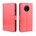 For OnePlus 7T  Retro Crazy Horse Texture Horizontal Flip Leather Case with Holder & Card Slots & Photo Frame(Red)