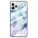 For iPhone 11 Fashion Marble Tempered Glass Case Protective Shell Glass Cover Phone Case(Ink Purple)