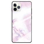 For iPhone 11 Pro Max Fashion Marble Tempered Glass Case Protective Shell Glass Cover Phone Case  (Powder)