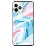 For iPhone 11 Pro Max Fashion Marble Tempered Glass Case Protective Shell Glass Cover Phone Case  (S Blue)