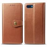 For OPPO Reno A   Retro Solid Color Leather Buckle Phone Case with Lanyard & Photo Frame & Card Slot & Wallet & Stand Function(Brown)