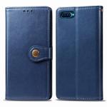For OPPO Reno A   Retro Solid Color Leather Buckle Phone Case with Lanyard & Photo Frame & Card Slot & Wallet & Stand Function(Blue)