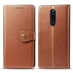 For Xiaomi Redmi 8 Retro Solid Color Leather Buckle Phone Case with Lanyard & Photo Frame & Card Slot & Wallet & Stand Function(Brown)