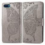 For OPPO Reno A Butterfly Love Flower Embossed Horizontal Flip Leather Case with Bracket Lanyard Card Slot Wallet(Gray)