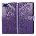 For OPPO Reno A Butterfly Love Flower Embossed Horizontal Flip Leather Case with Bracket Lanyard Card Slot Wallet(Dark Purple)