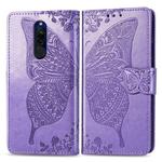 For Xiaomi Redmi 8  Butterfly Love Flower Embossed Horizontal Flip Leather Case with Bracket Lanyard Card Slot Wallet(Light Purple)