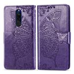 For Xiaomi Redmi 8  Butterfly Love Flower Embossed Horizontal Flip Leather Case with Bracket Lanyard Card Slot Wallet(Dark Purple)