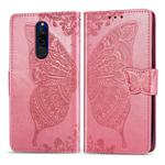 For Xiaomi Redmi 8  Butterfly Love Flower Embossed Horizontal Flip Leather Case with Bracket Lanyard Card Slot Wallet(Pink)