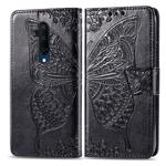 For One Plus 7T Pro  Butterfly Love Flower Embossed Horizontal Flip Leather Case with Bracket Lanyard Card Slot Wallet(Black)