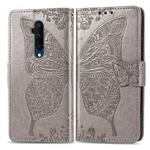 For One Plus 7T Pro  Butterfly Love Flower Embossed Horizontal Flip Leather Case with Bracket Lanyard Card Slot Wallet(Gray)