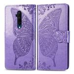 For One Plus 7T Pro  Butterfly Love Flower Embossed Horizontal Flip Leather Case with Bracket Lanyard Card Slot Wallet(Light Purple)