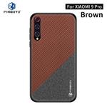 For Xiaomi Mi 9 Pro PINWUYO Rong Series  Shockproof PC + TPU+ Chemical Fiber Cloth Protective Cover(Brown)