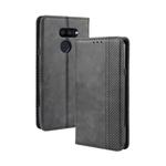 For LG K40S Magnetic Buckle Retro Crazy Horse Texture Horizontal Flip Leather Case  with Holder & Card Slots & Photo Frame(Black)